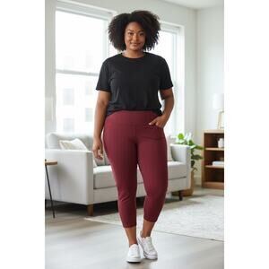 Lululemon Maroon Capri Leggings Size 20 High-Rise Activewear Preowned